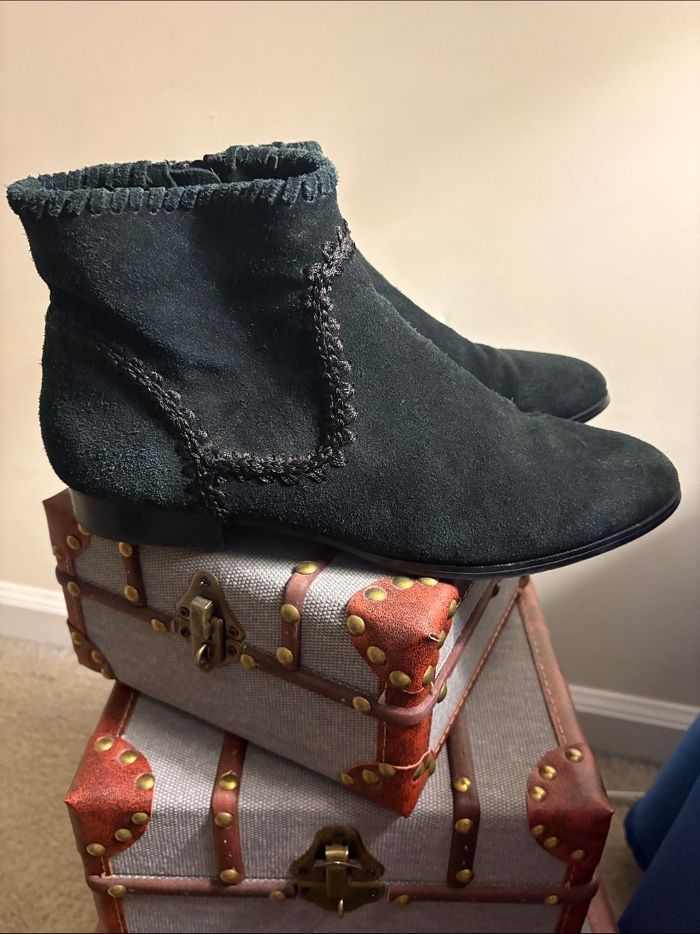 Jack Rogers Dark Black Suede Ankle Booties